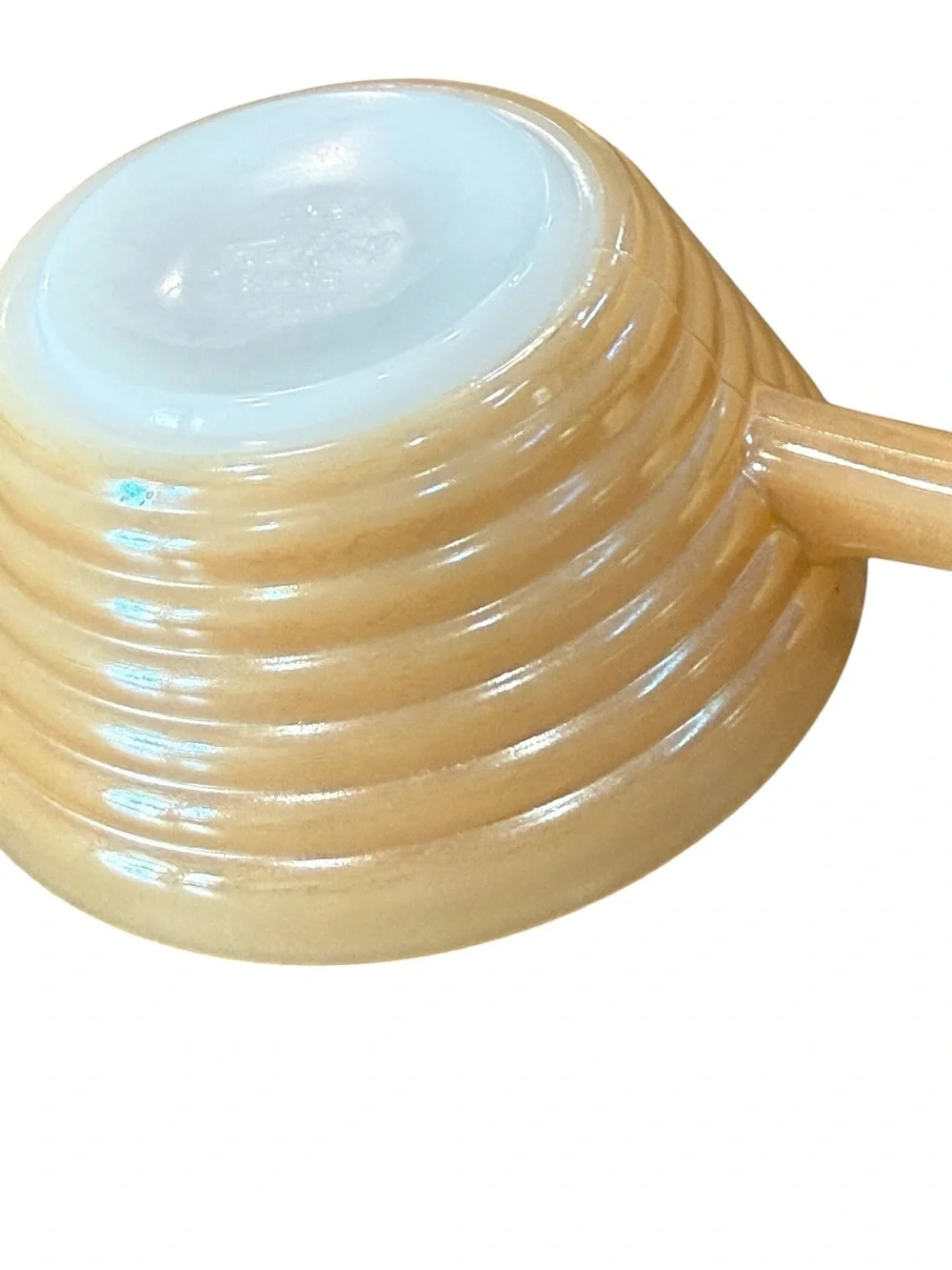 Vintage Fire King Peach Lustre Bee Hive Soup Bowls handles Lot of 6 Pearlescent